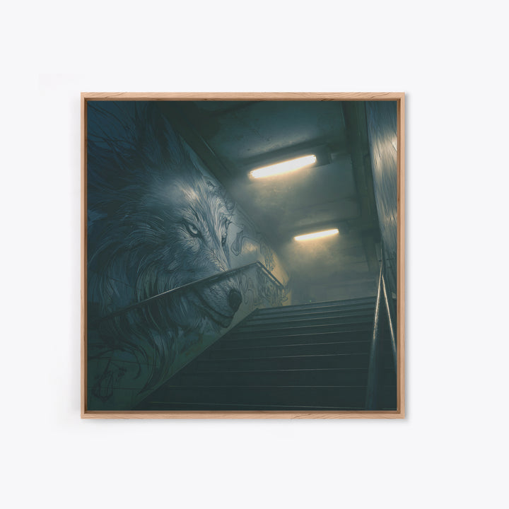 Moody Urban Lion Graffiti Wall Art, Street Art Canvas Print, Industrial Decor, Masculine Office Wall Decor, Animal Poster