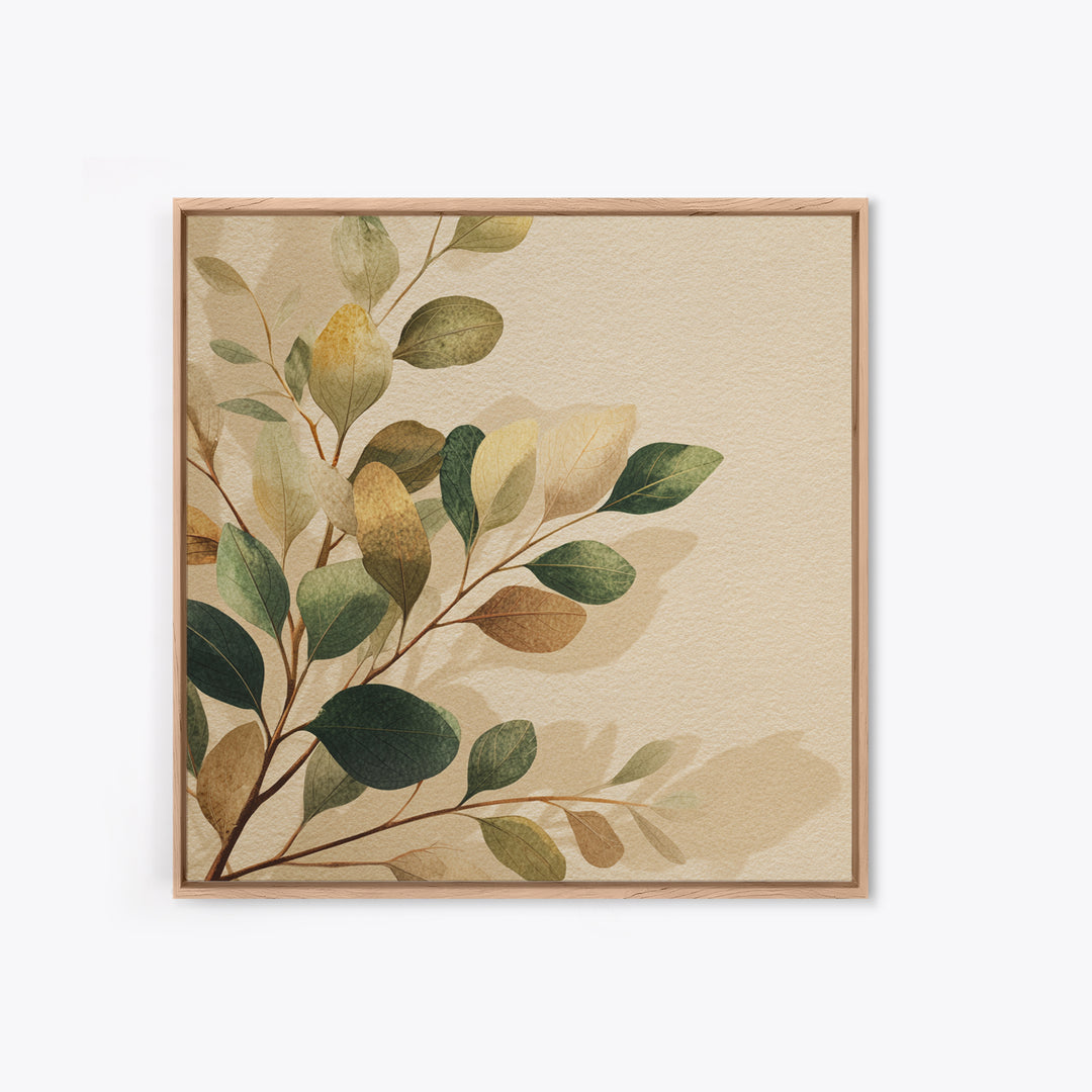 Eucalyptus Leaves Botanical Wall Art, Earth Tone Canvas Print, Neutral Nature Decor, Modern Farmhouse Living Room Art Print