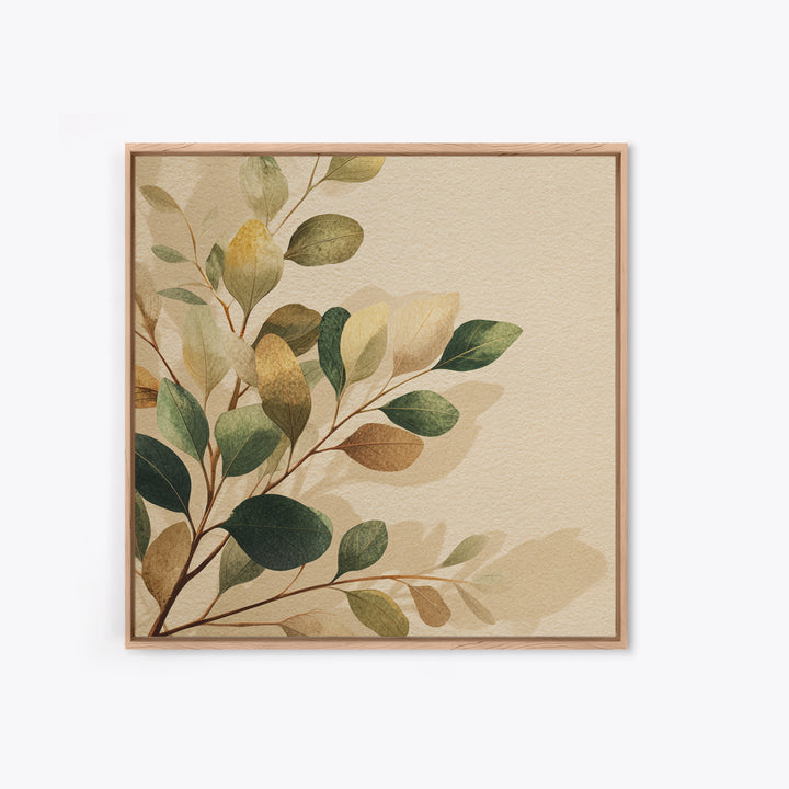 Eucalyptus Leaves Botanical Wall Art, Earth Tone Canvas Print, Neutral Nature Decor, Modern Farmhouse Living Room Art Print