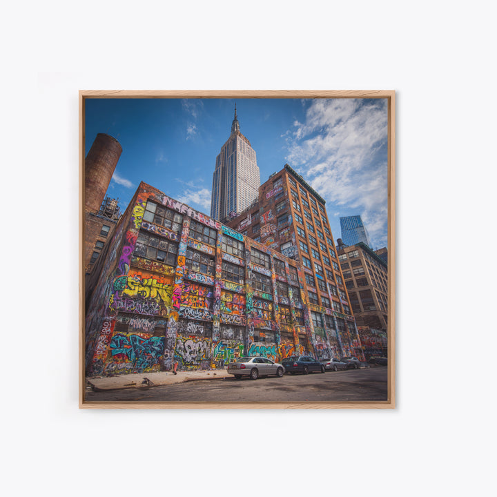 Empire State Graffiti Building Wall Art, NYC Urban Canvas Print, Street Art Decor, New York City Office Wall Decor Gift For Him