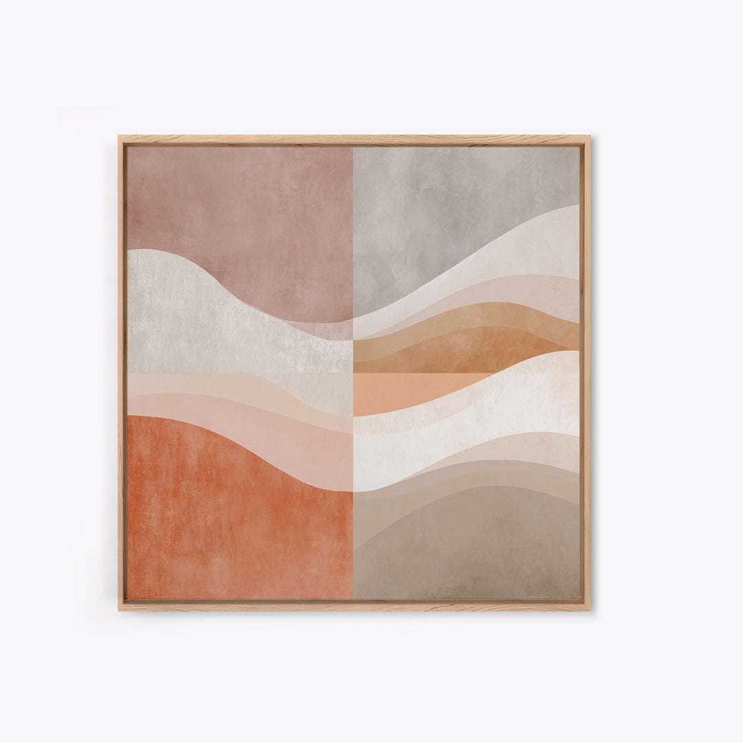 Terracotta Abstract Waves Wall Art, Neutral Beige Canvas Print, Modern Boho Decor, Earth Tone Living Room Wall Art Print