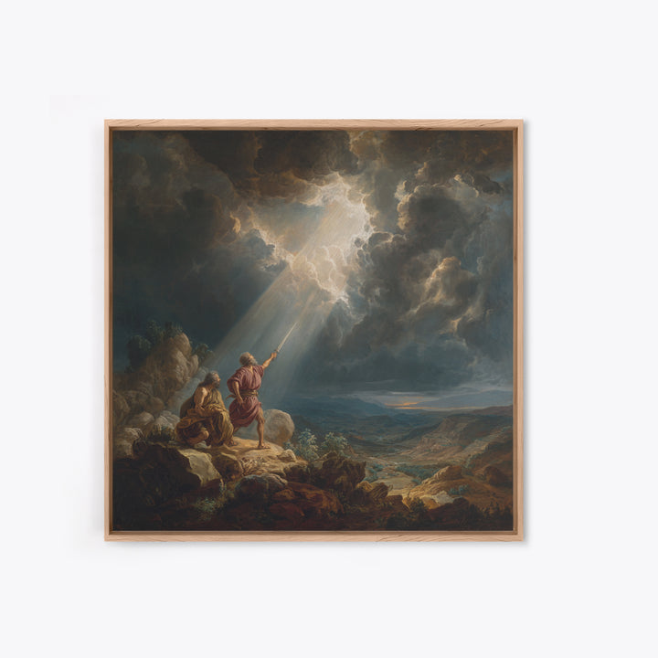 Prophets Beneath Storm Clouds Wall Art, Biblical Landscape Canvas Print, Christian Decor, Dramatic Baroque Fine Art Gift