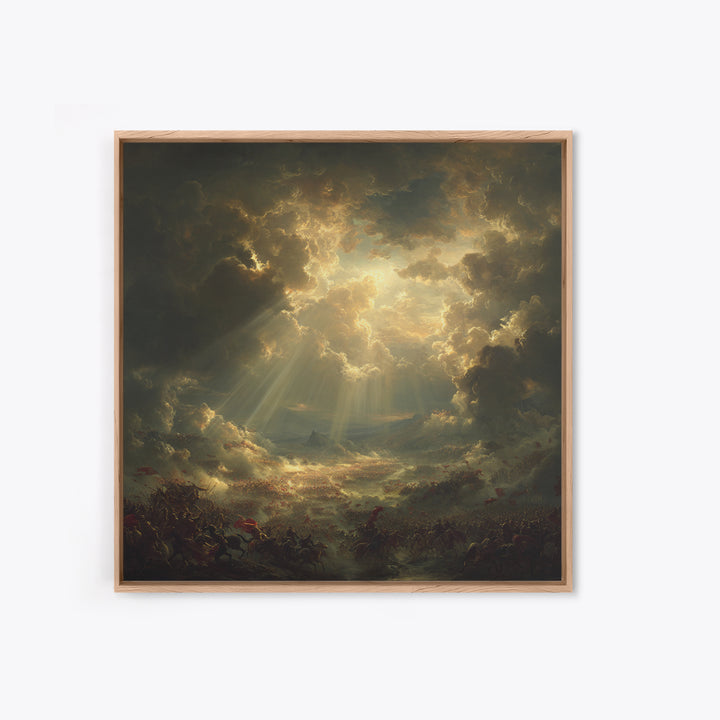 Heavenly Sunbeams Over Storm Clouds Canvas Print, Dramatic Spiritual Wall Art, Epic Landscape, Christian Decor, Statement Artwork