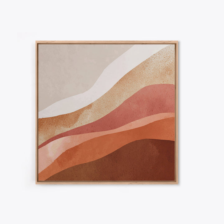 Terracotta Abstract Desert Layers Wall Art, Earth Tone Modern Decor, Neutral Canvas Print For Living Room And Bedroom Home Decor