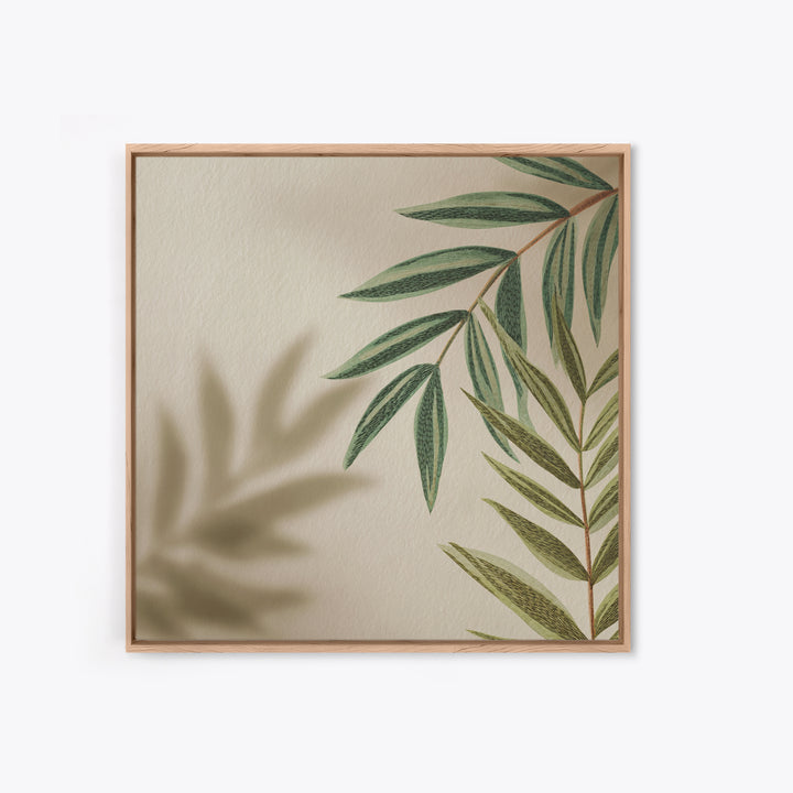 Olive Green Botanical Leaves Wall Art, Minimalist Nature Canvas Print, Japandi Neutral Home Decor For Living Room And Bedroom