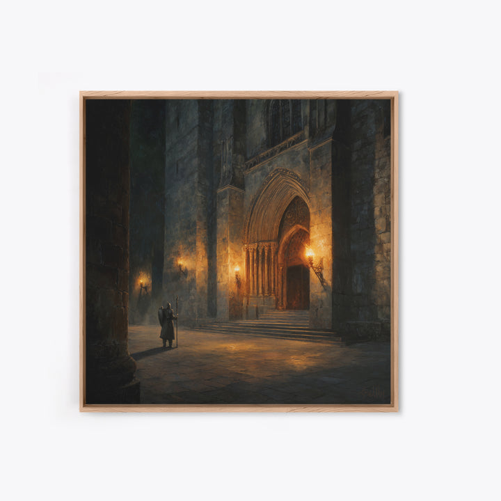 Gothic Cathedral Doorway Wall Art, Dark Medieval Architecture Canvas Print, Moody Wall Decor, Dark Academia, Fine Art Print
