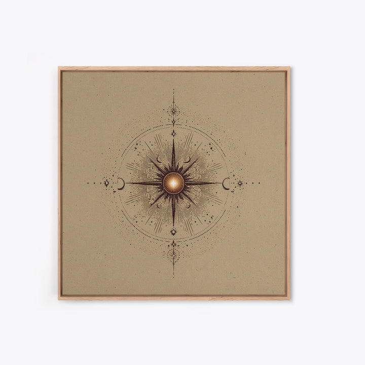 Celestial Sun And Moon Compass Wall Art, Mystical Zodiac Canvas Print, Boho Spiritual Decor For Meditation Room And Home Office