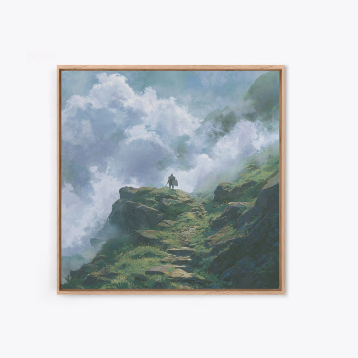 Misty Mountain Path Above The Clouds Wall Art, Fantasy Landscape Canvas Print, Adventure Decor, Nature Poster Gift For Hikers