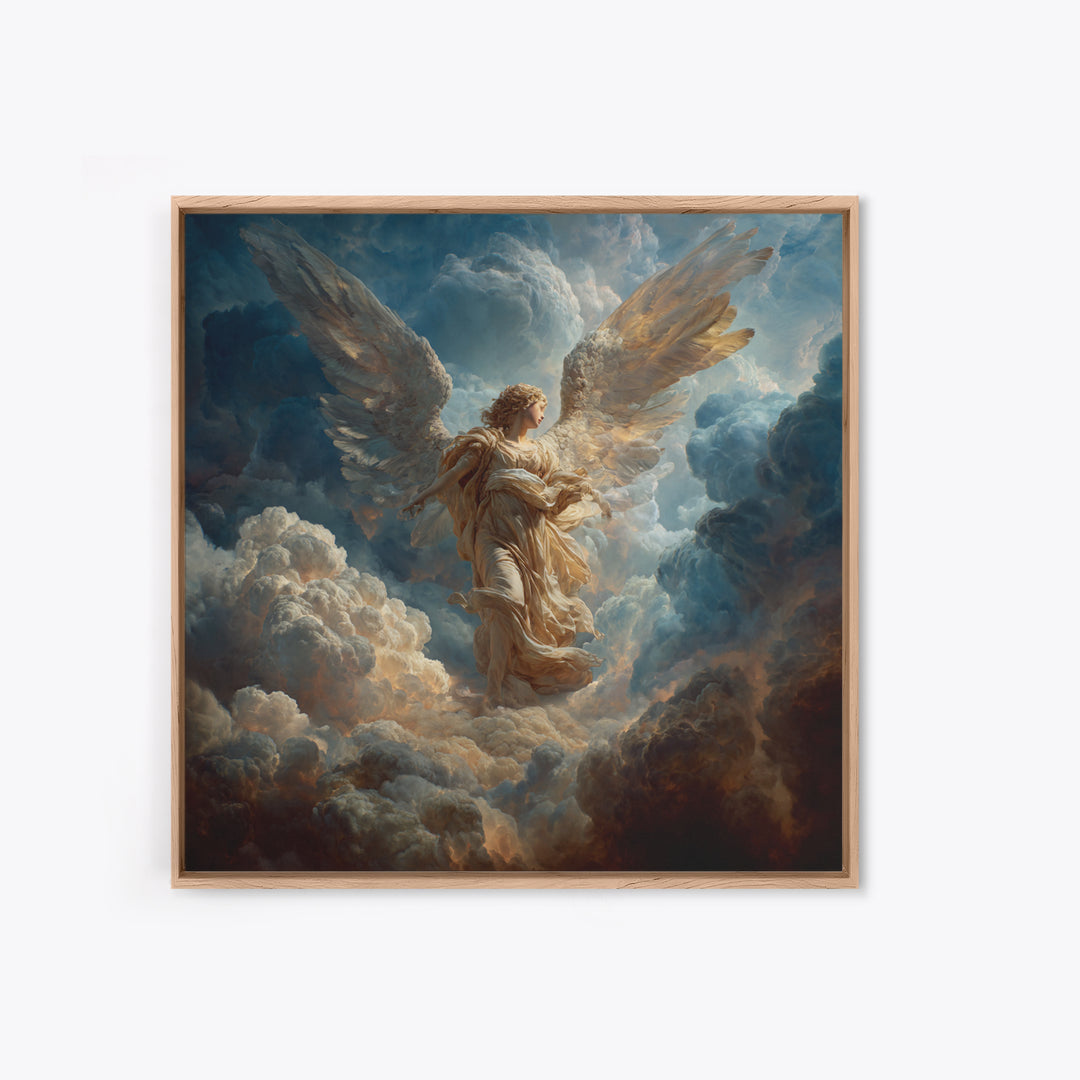 Heavenly Angel In Storm Clouds Wall Art, Dramatic Celestial Fine Art Print, Christian Decor, Spiritual Gift For Her, Large Canvas Print