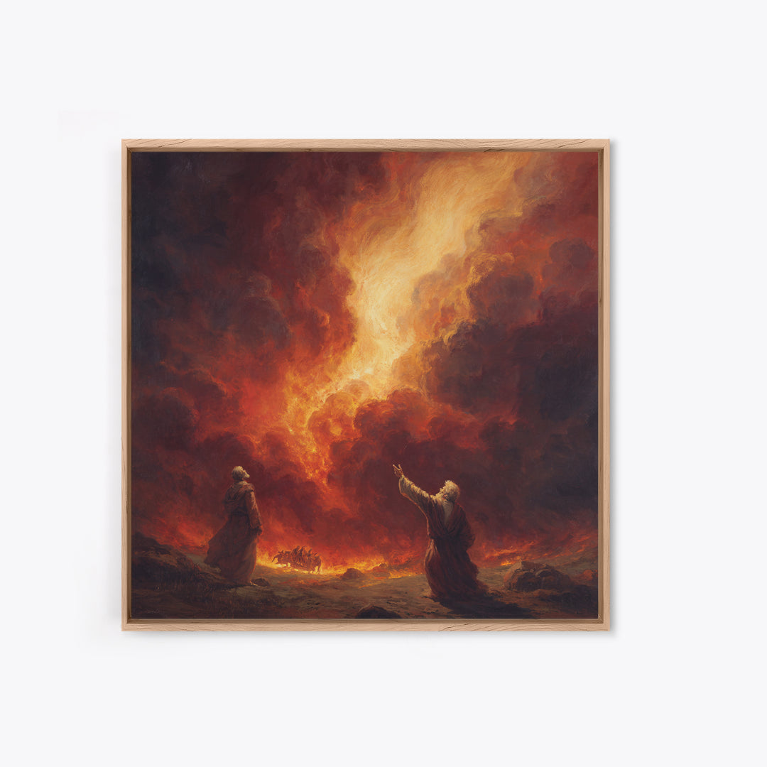 Apocalyptic Firestorm Biblical Scene Wall Art, Dramatic Religious Canvas Print, Christian Decor, Fine Art Print, Living Room Decor