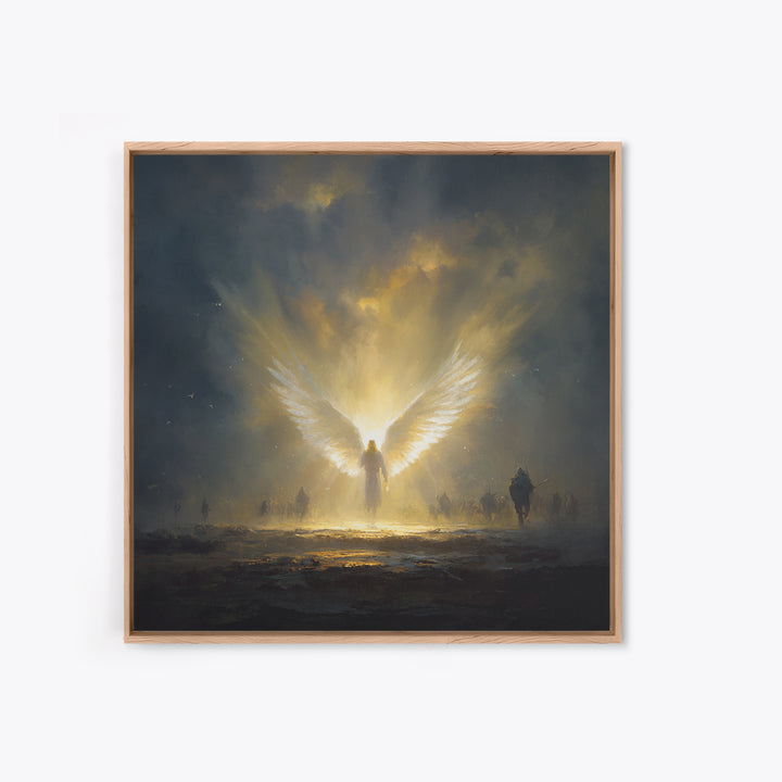 Radiant Angel With Golden Wings Canvas Print, Spiritual Wall Art, Fantasy Artwork, Christian Gift, Dramatic Home Decor, Fine Art Print
