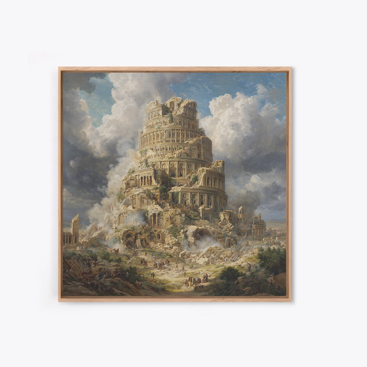 Tower Of Babel Ruins Canvas Print, Biblical Architecture Wall Art, Classical Painting, Historical Decor, Large Art Print