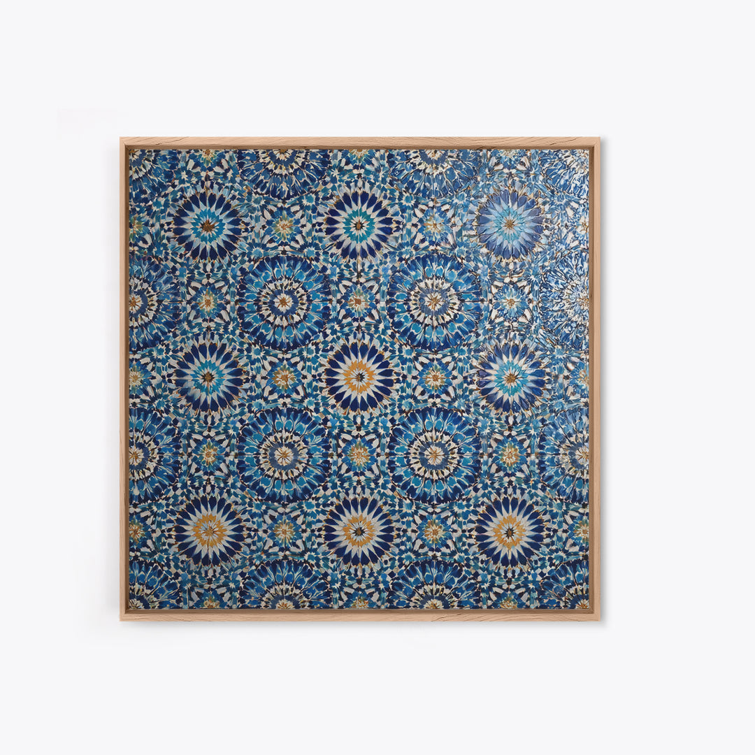 Blue Moroccan Zellige Tile Pattern Wall Art, Geometric Wall Decor, Islamic Home Decor, Mediterranean Canvas Print For Entryway