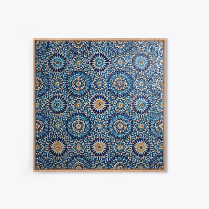 Blue Moroccan Zellige Tile Pattern Wall Art, Geometric Wall Decor, Islamic Home Decor, Mediterranean Canvas Print For Entryway