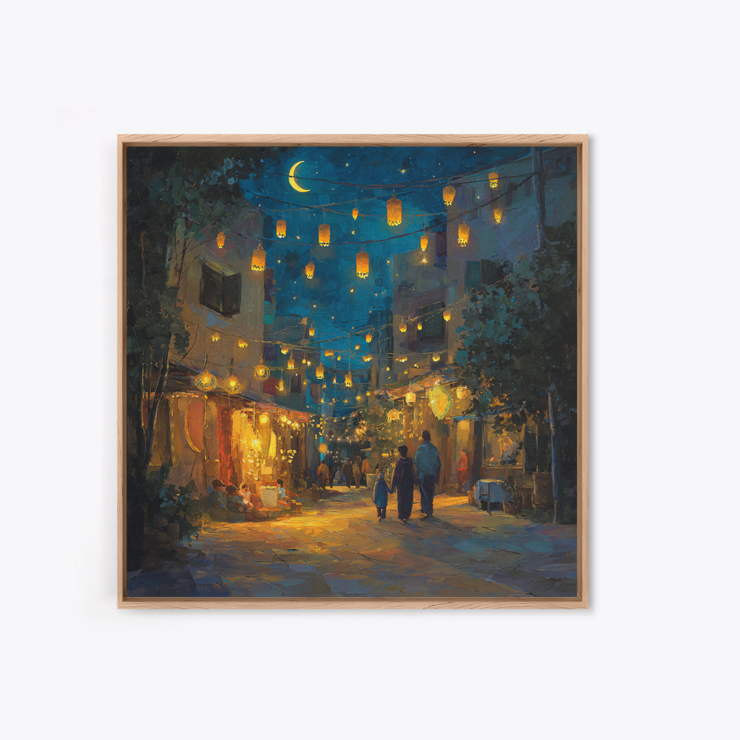 Moonlit Lantern Bazaar Wall Art, Middle Eastern Night Market Print, Ramadan Decor, Travel Poster, Warm Boho Home Decor Gift