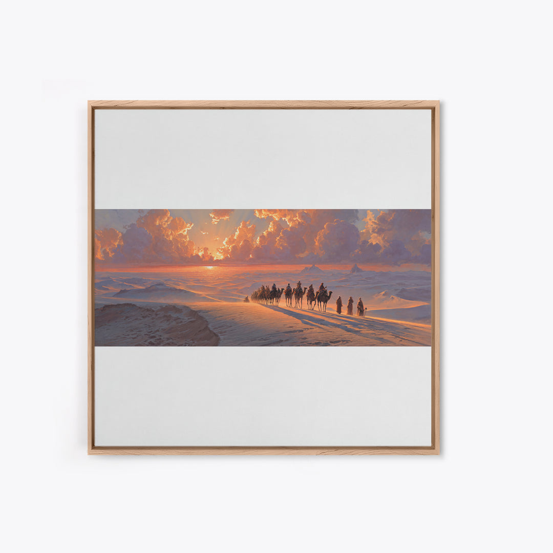 Sunset Desert Caravan Canvas Print, Panoramic Landscape Wall Art, Southwestern Decor, Long Horizontal Art, Travel Gift Idea