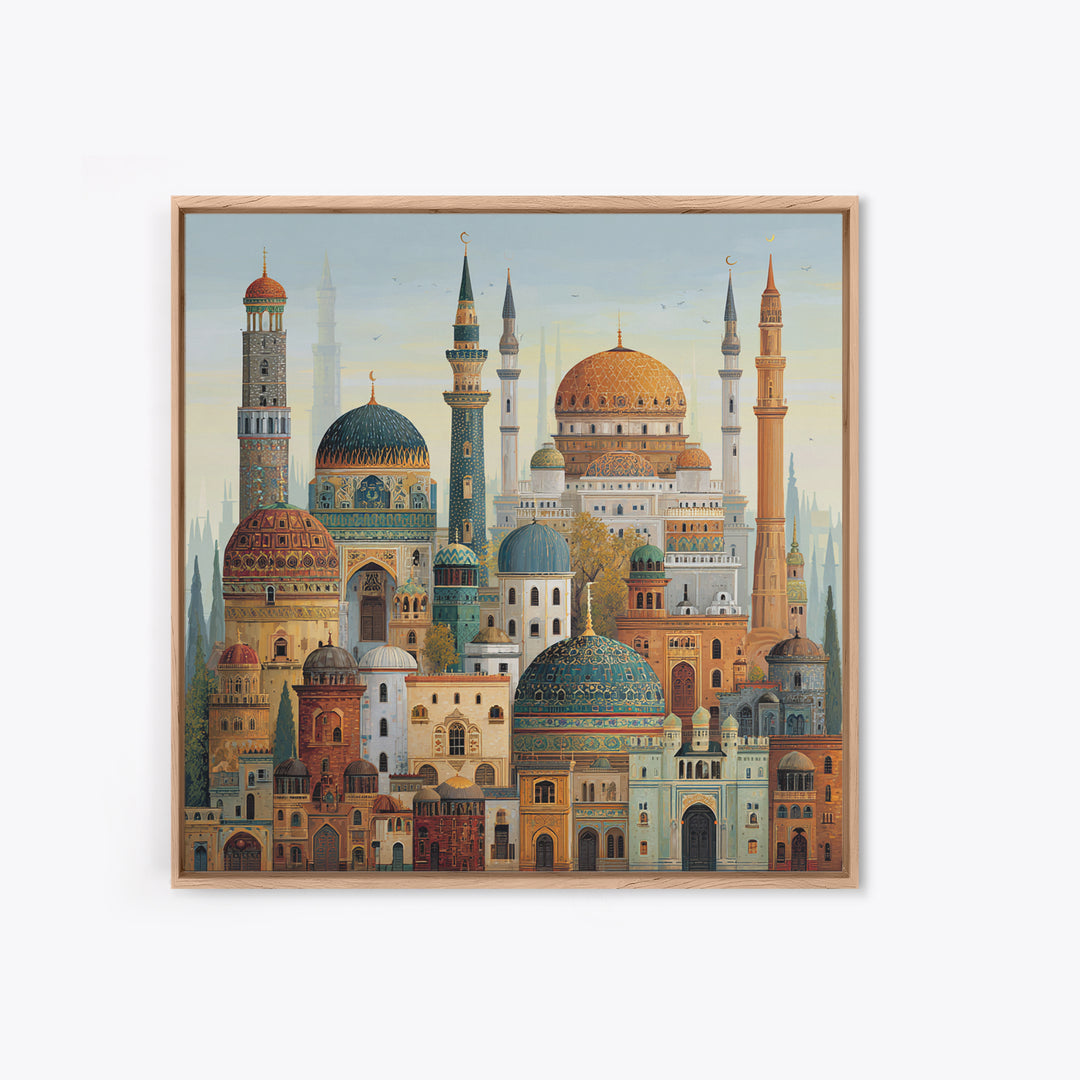 Ornate Islamic Mosque Domes Wall Art, Arabic Architecture Canvas Print, Middle Eastern Decor, Ramadan Gift, Gallery Print