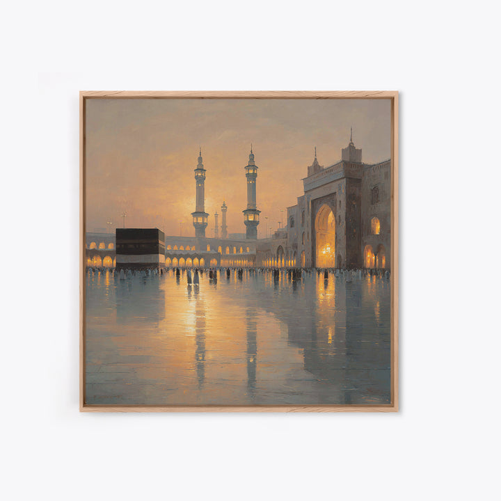 Mecca Kaaba Courtyard At Sunset Wall Art, Islamic Architecture Canvas Print, Hajj Travel Decor, Muslim Home Gift, Fine Art Print