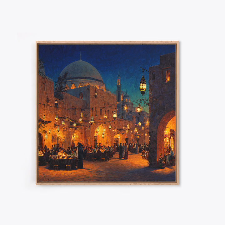 Lantern Lit Mosque Courtyard At Night Wall Art, Islamic Home Decor, Arabic Architecture Print, Ramadan Decor, Eid Gift Art