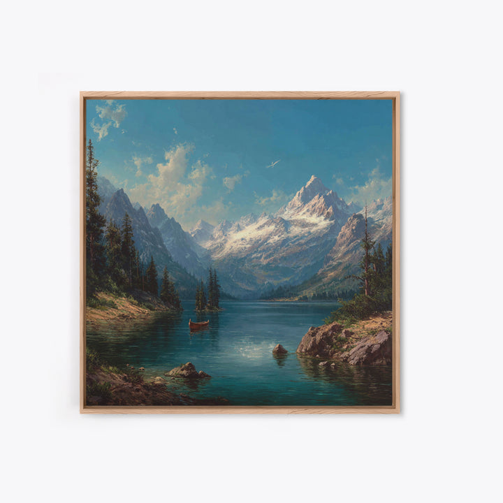 Alpine Lake With Snowy Peaks Wall Art, Mountain Landscape Canvas Print, Cabin Decor, Lake House Gift, Nature Art For Living Room