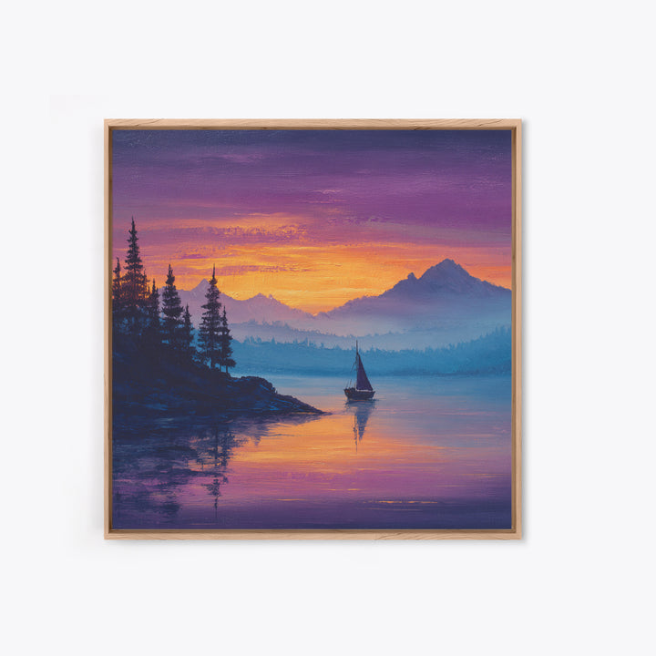 Cosmic Blue Night Mountain Landscape Wall Art Framed Canvas Print Spiritual Home Decor For Living Room And Meditation Space