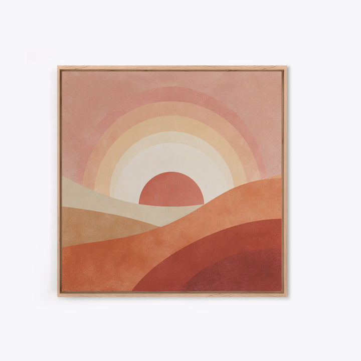 Terracotta Desert Sunset Rainbow Hills Wall Art, Boho Abstract Landscape Print, Warm Earth Tone Living Room Decor, Housewarming Gift