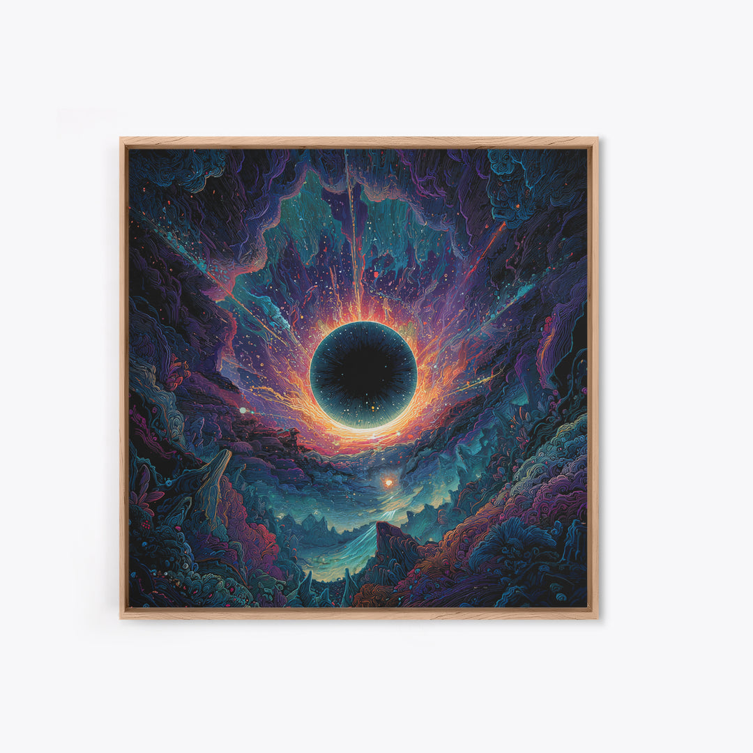 Cosmic Black Hole Abstract Space Landscape Wall Art Surreal Galaxy Painting Trippy Psychedelic Decor Modern Canvas Print