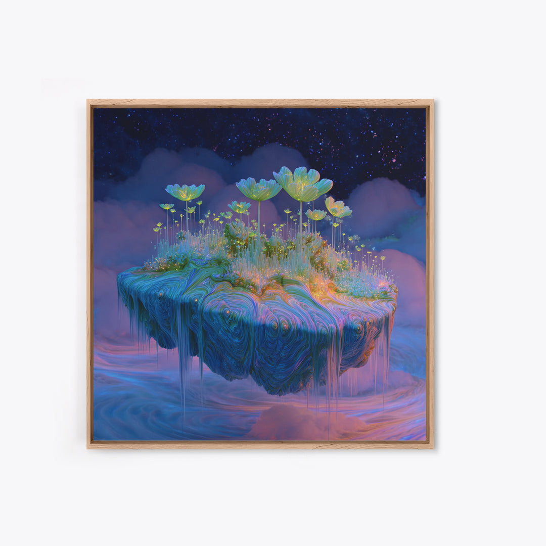 Floating Fantasy Island Wall Art, Surreal Dreamy Landscape Canvas Print, Whimsical Celestial Decor, Colorful Fantasy Art