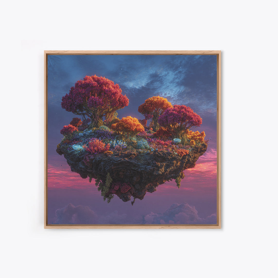 Floating Island Fantasy Landscape Canvas Print, Colorful Surreal Art, Dreamy Sky Wall Art, Fantasy Home Decor Living Room