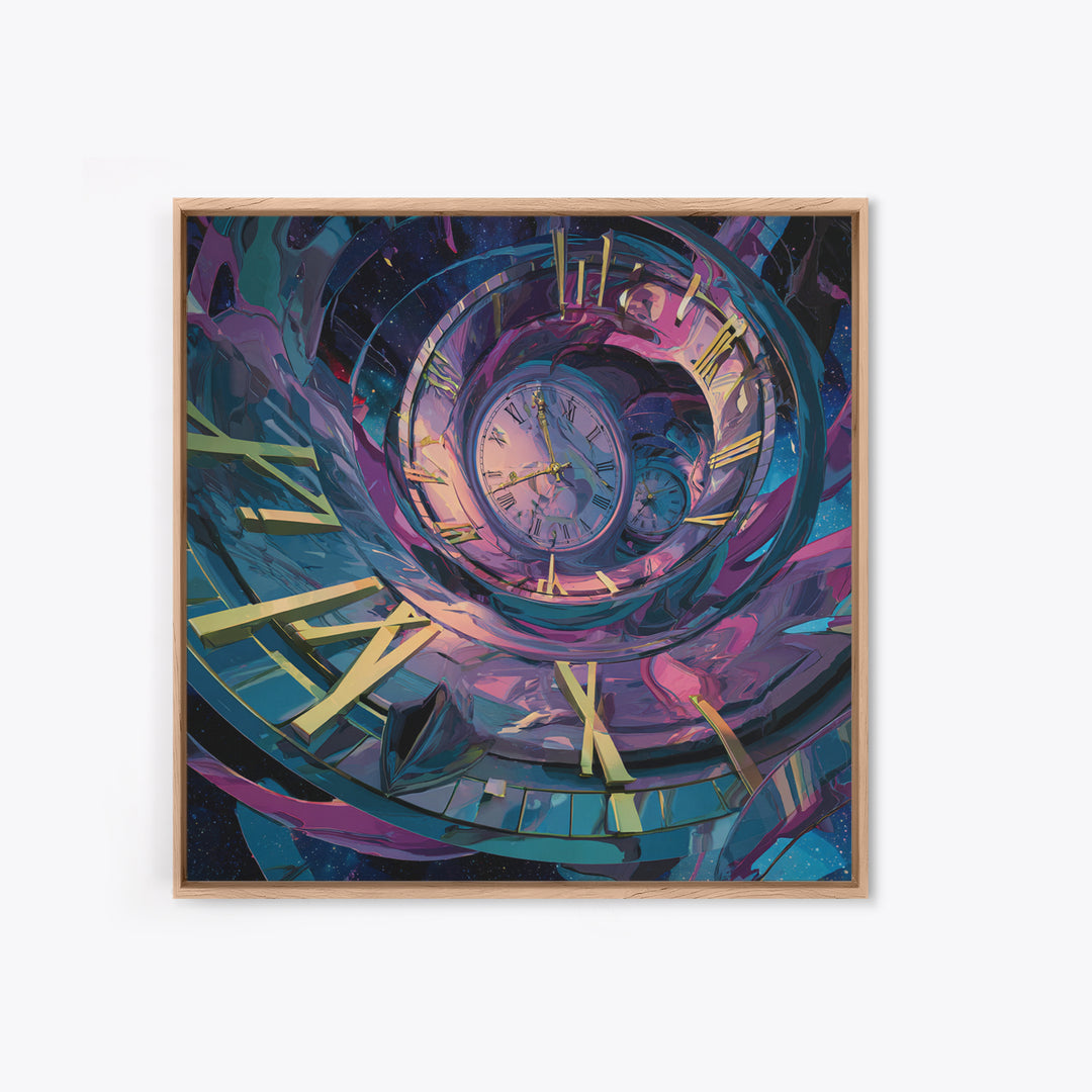 Surreal Spiral Clock Portal Wall Art, Cosmic Time Travel Canvas Print, Futuristic Sci Fi Decor For Office And Living Room