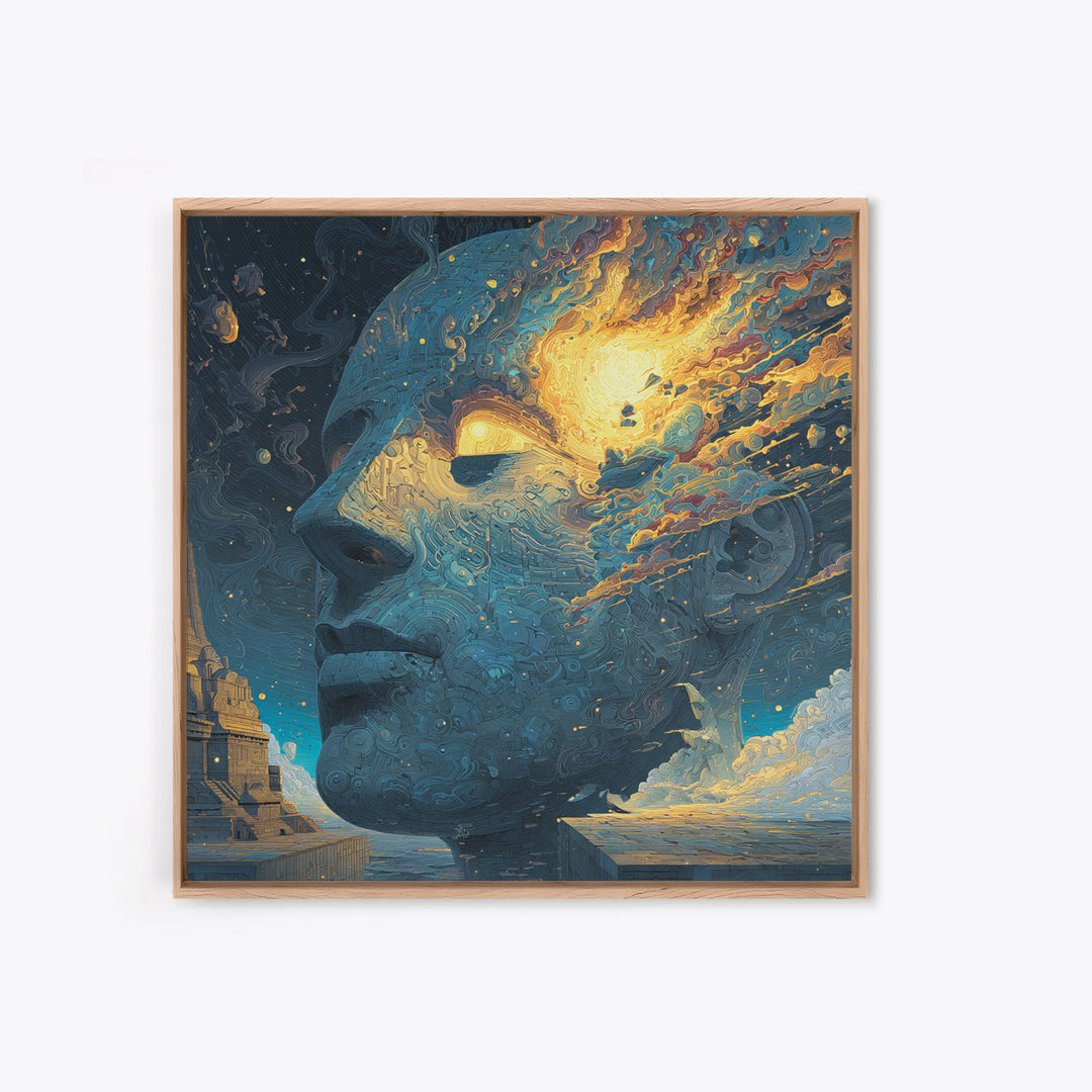 Surreal Cosmic Face Wall Art, Abstract Galaxy Portrait Canvas Print, Psychedelic Sci Fi Fantasy Art For Modern Home Decor