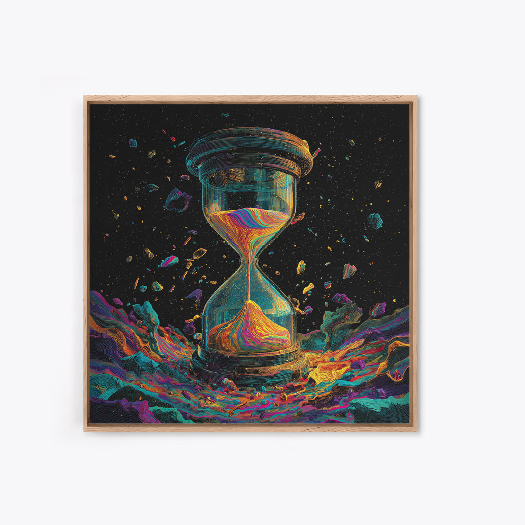 Cosmic Hourglass Surreal Space Art Wall Art Print, Colorful Abstract Painting, Modern Home Decor Canvas Print