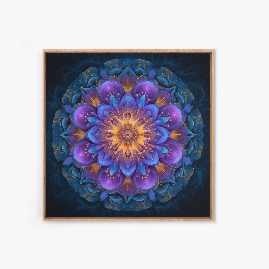 Vibrant Mandala Flower Wall Art, Colorful Boho Sacred Geometry Canvas Print, Meditation Room Decor And Modern Spiritual Art