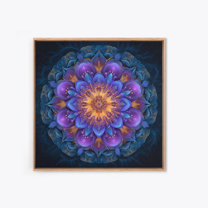 Vibrant Mandala Flower Wall Art, Colorful Boho Sacred Geometry Canvas Print, Meditation Room Decor And Modern Spiritual Art