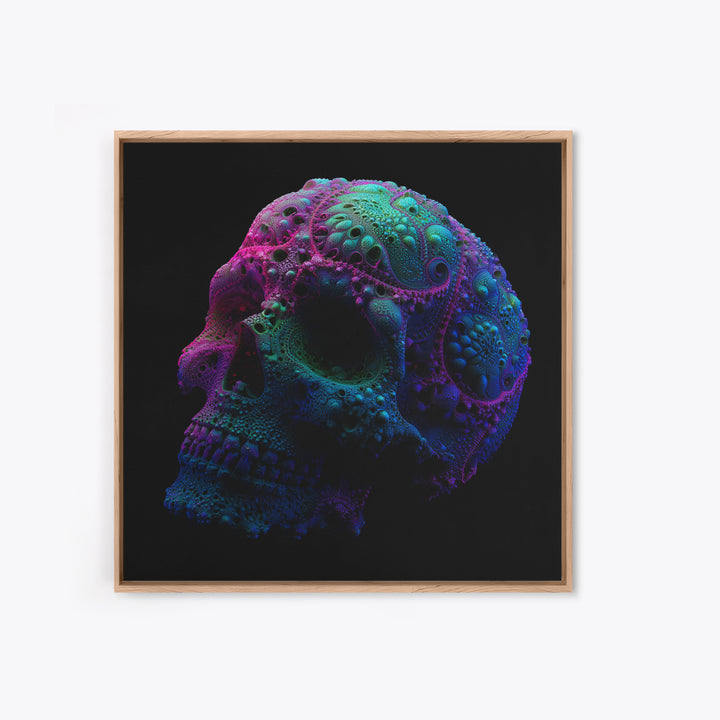 Psychedelic Neon Skull Wall Art, Colorful Surreal Skull Canvas Print, Modern Abstract Art, Trendy Home Decor