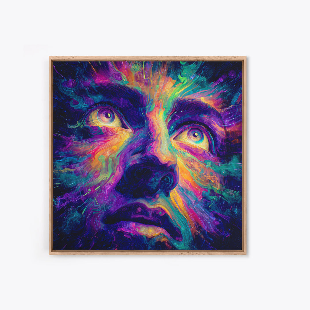 Psychedelic Rainbow Face Abstract Art Wall Art, Colorful Trippy Canvas Print, Modern Boho Aesthetic Room Decor