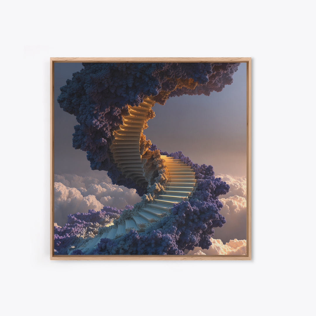 Surreal Staircase Through Clouds Canvas Print, Dreamy Sky Landscape, Whimsical Wall Art For Bedroom Or Living Room Decor