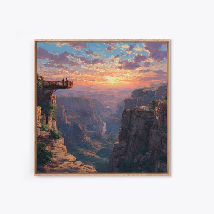Grand Canyon Sunset Overlook Landscape Wall Art, Dramatic Sky Panoramic Canvas Print, Large Southwest Home Decor