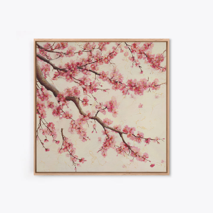 Pink Cherry Blossom Wall Art, Japanese Floral Branch Print, Botanical Spring Decor, Feminine Bedroom Canvas Gift For Her