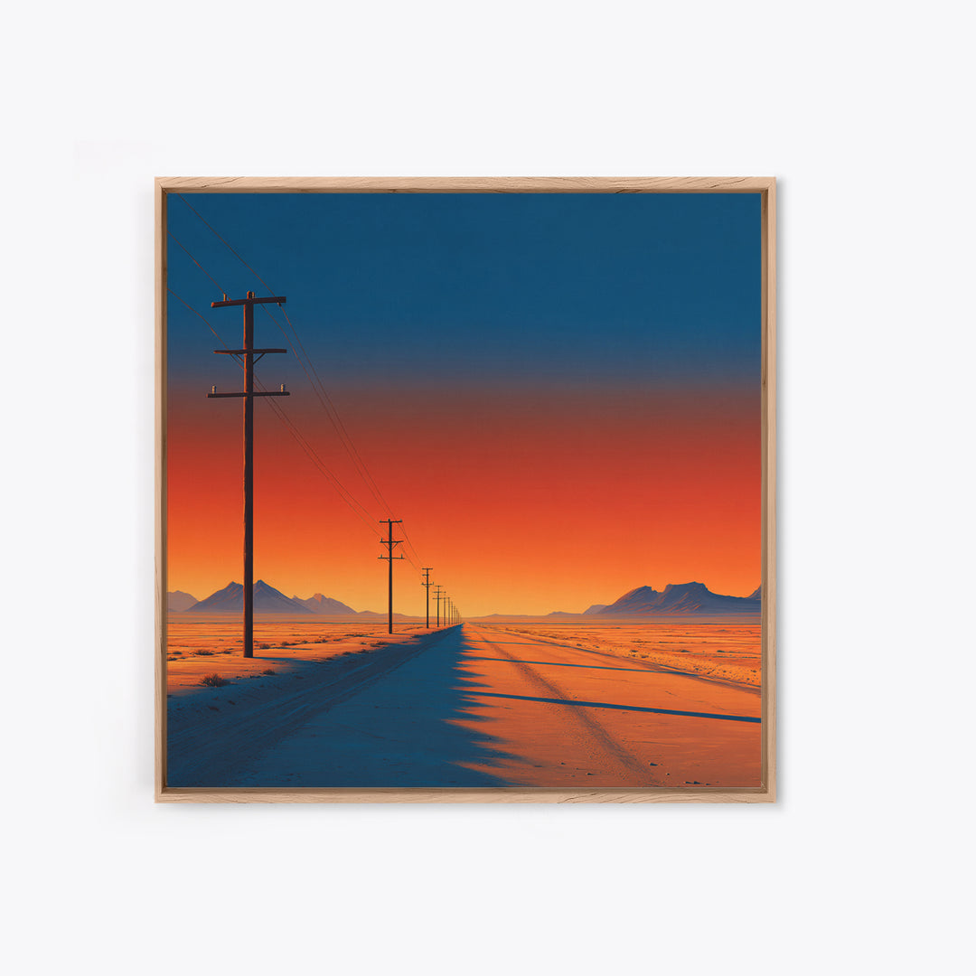 Minimal Desert Highway At Sunrise Wall Art, Colorful Modern Landscape Canvas Print, Southwestern Home Decor Office Art