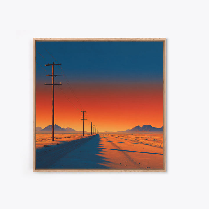 Minimal Desert Highway At Sunrise Wall Art, Colorful Modern Landscape Canvas Print, Southwestern Home Decor Office Art