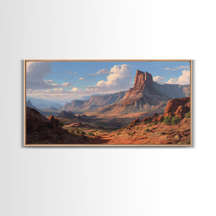Stunning Red Rocky Mountain Landscape Painting Wall Art For Home Decoration Framed Canvas Print Mountain Scene Art