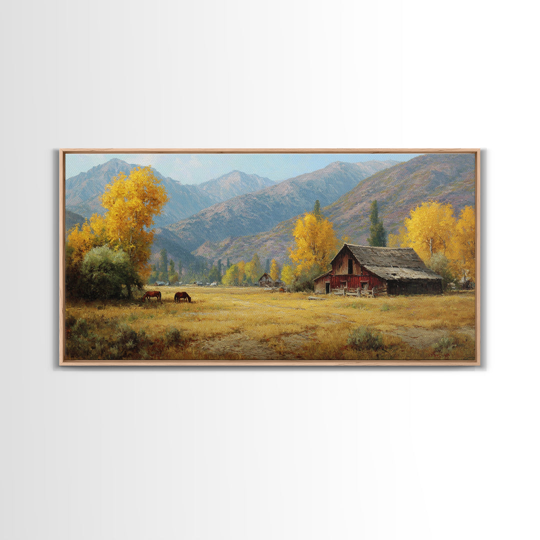 Stunning Autumn Mountain Landscape With Rich Foliage Wall Art Print For Rustic Living Room Decor Canvas Print