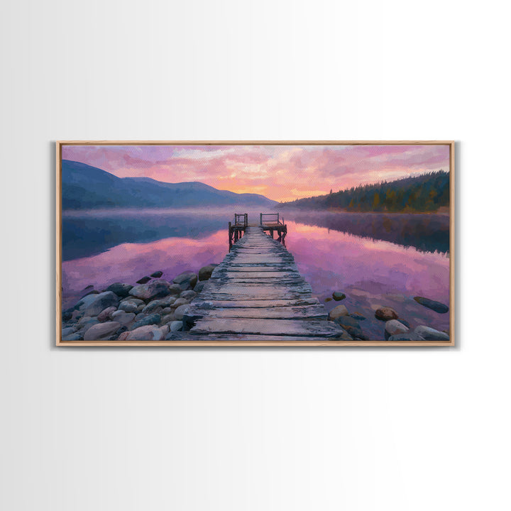 Serene Traditional Asian Temple Lit At Night With Misty Mountains Landscape Wall Art Canvas Print For Zen Decor