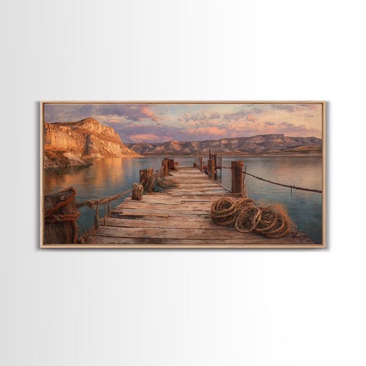 Scenic Tropical Beach Sunset Digital Art Canvas Print Bright Vibrant Colorful Wall Art Coastal Home Decor