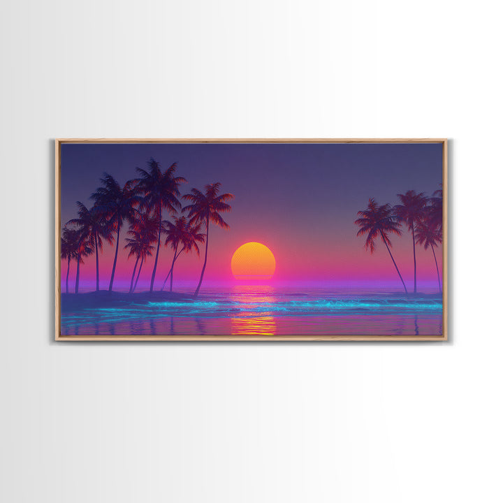 Serene Mountain Lake Reflection With Canoe Sunrise Wall Art Framed Canvas Print Tranquil Landscape Painting For Cozy Home Decor