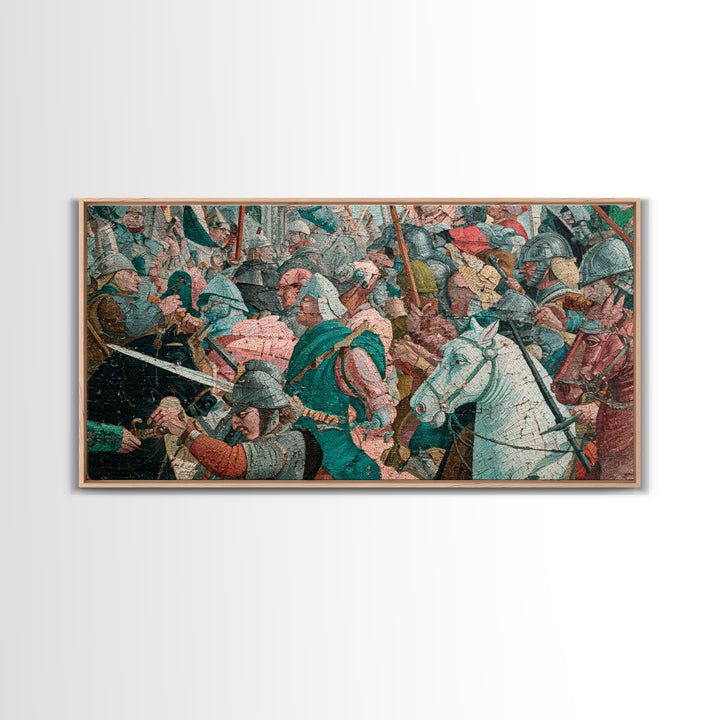 Medieval Cavalry Battle Scene Wall Art, Historical Canvas Print, Maximalist Gallery Decor, Masculine Gift For Him, Living Room Decor