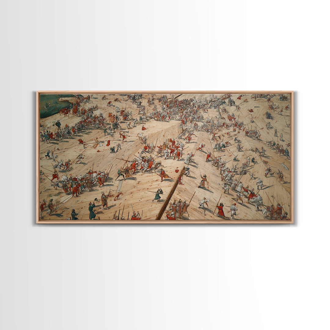 Medieval Battlefield Panorama Wall Art, Historic Army Battle Print, Detailed War Map Decor, Large Office Canvas Artwork, Gift For Him