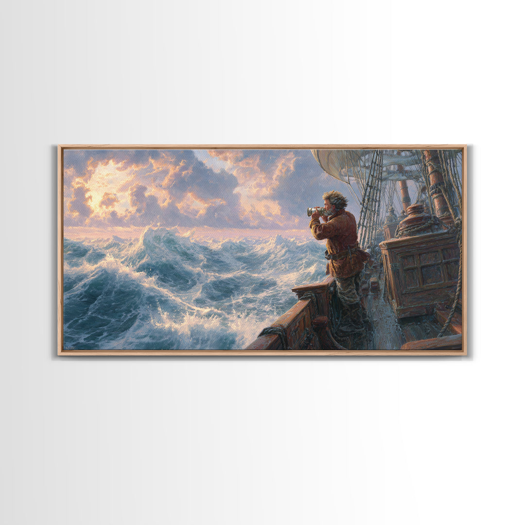 Stormy Ocean Ship Photographer Wall Art, Nautical Seascape Canvas Print, Maritime Decor, Coastal Gift For Him, Large Ocean Wall Decor