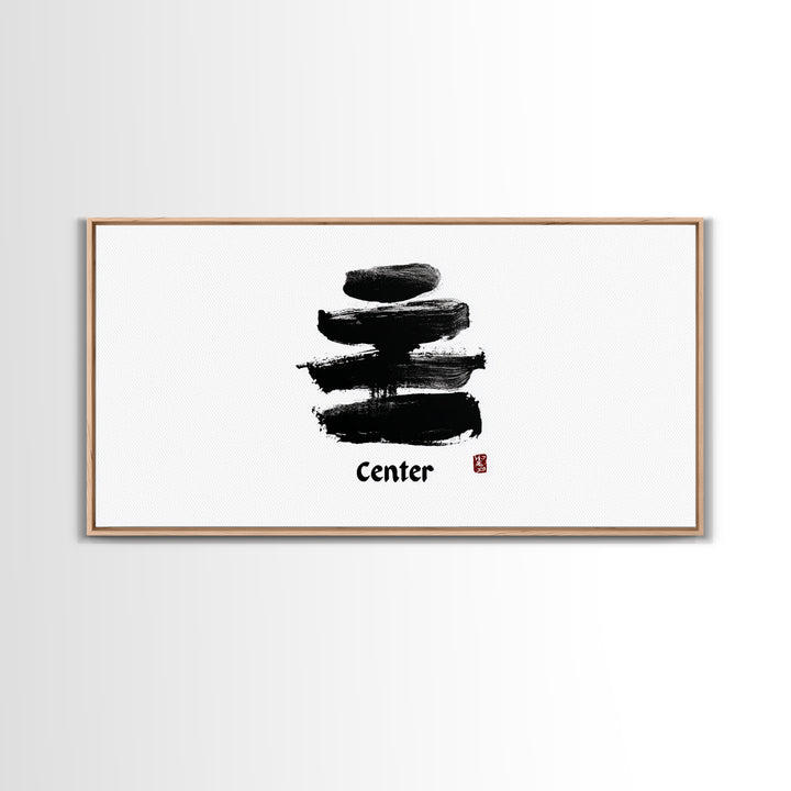 Zen Bamboo Brush Painting Minimalist Wall Art Black And White Ink Illustration Canvas Print Home Decor For Living Room And Office